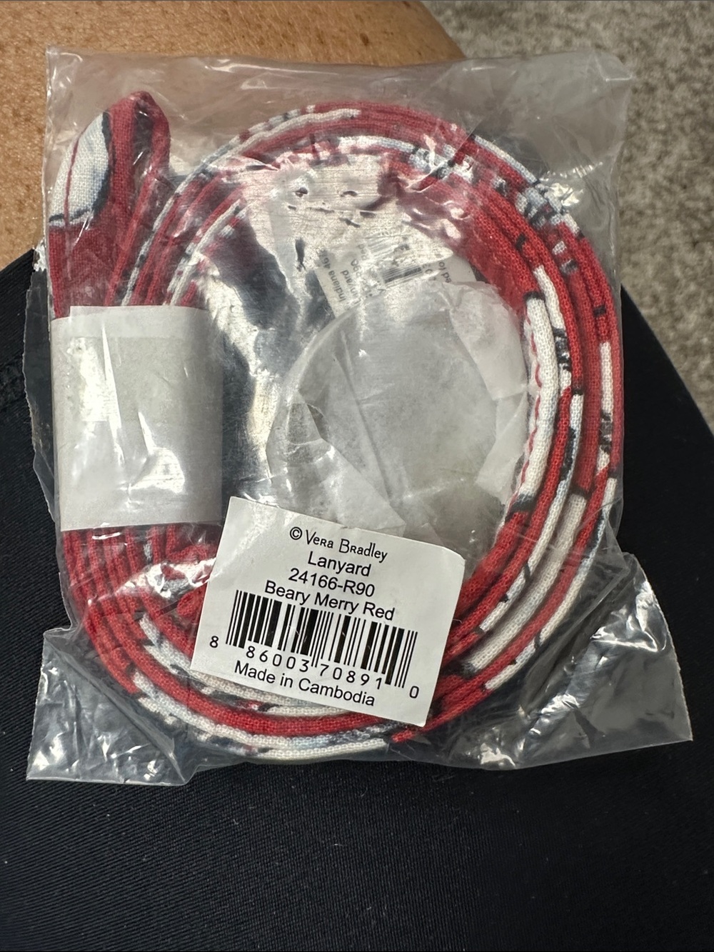 Vera Bradley Beary Merry Red Holiday Lanyard BNWT